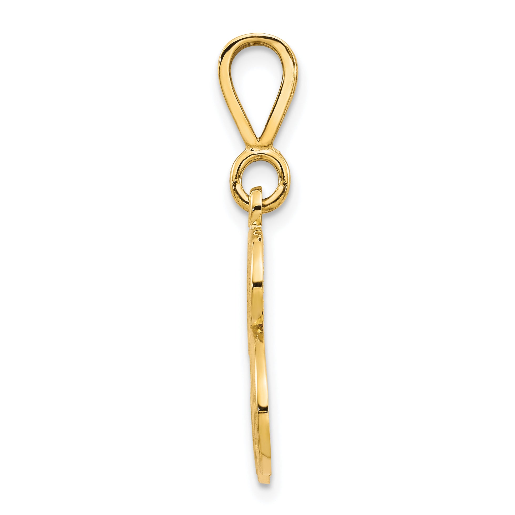 14K Yellow Gold Polished Filigree Script B Initial Pendant Secondary image