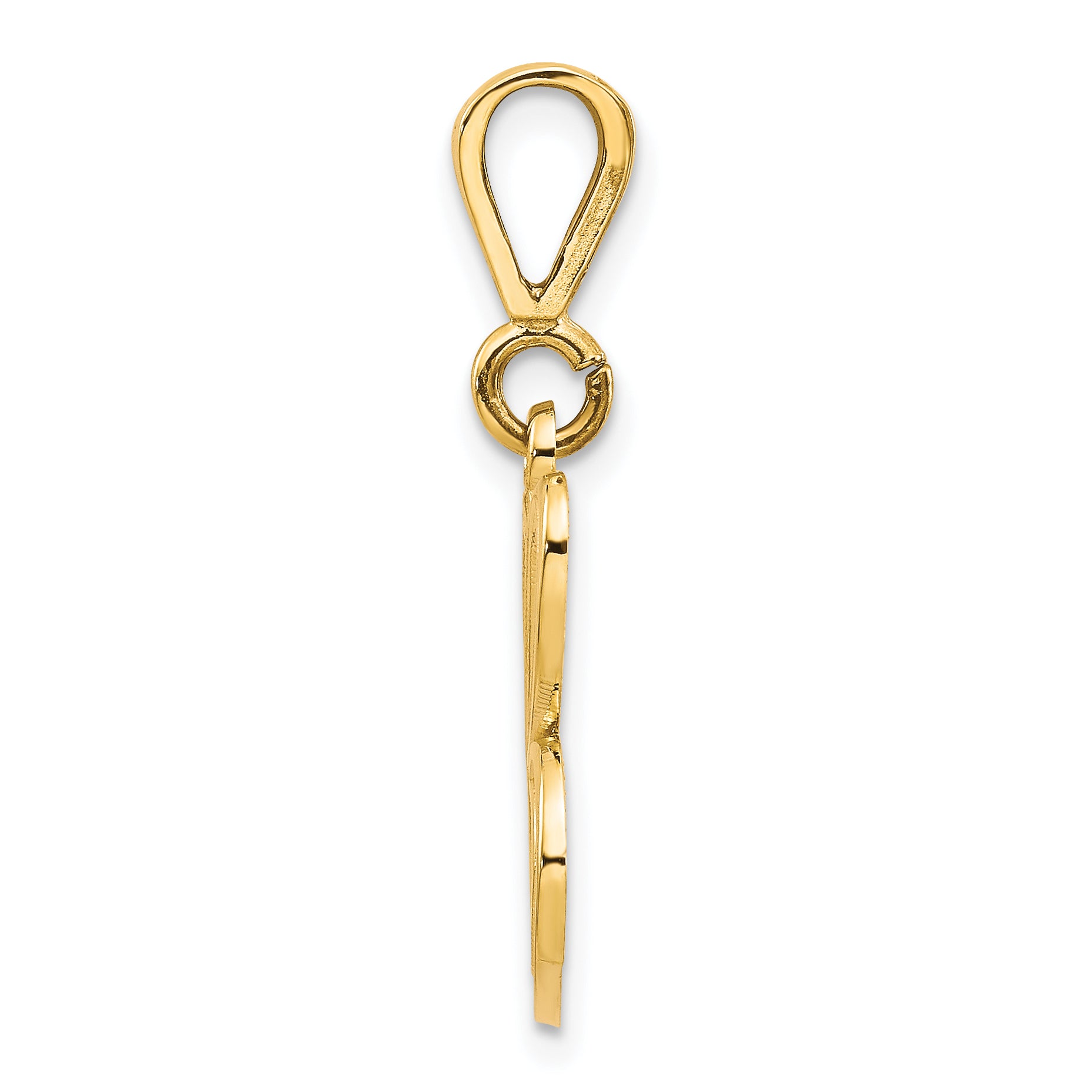 14K Gold Filigree Initial C Pendant with Polished Finish