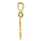 14K Gold Polished Filigree Initial E Pendant  Elegant Script Design