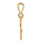 14K Gold Polished Filigree Initial F Pendant  Elegant Large Script Design