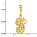 14K Yellow Gold Polished Filigree Initial G Pendant