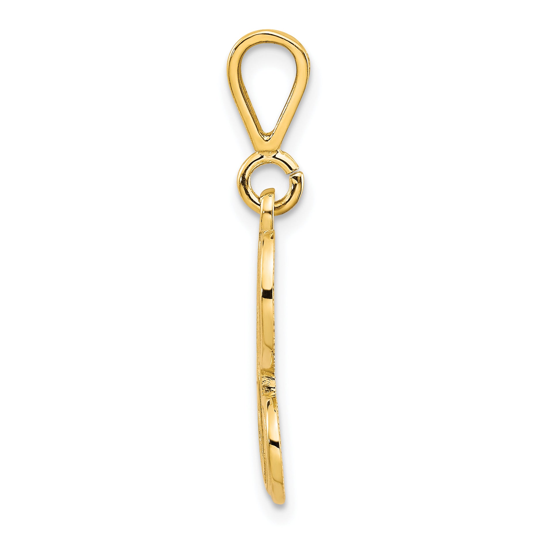 14K Gold Polished Filigree Letter H Initial Pendant Elegant Large Design
