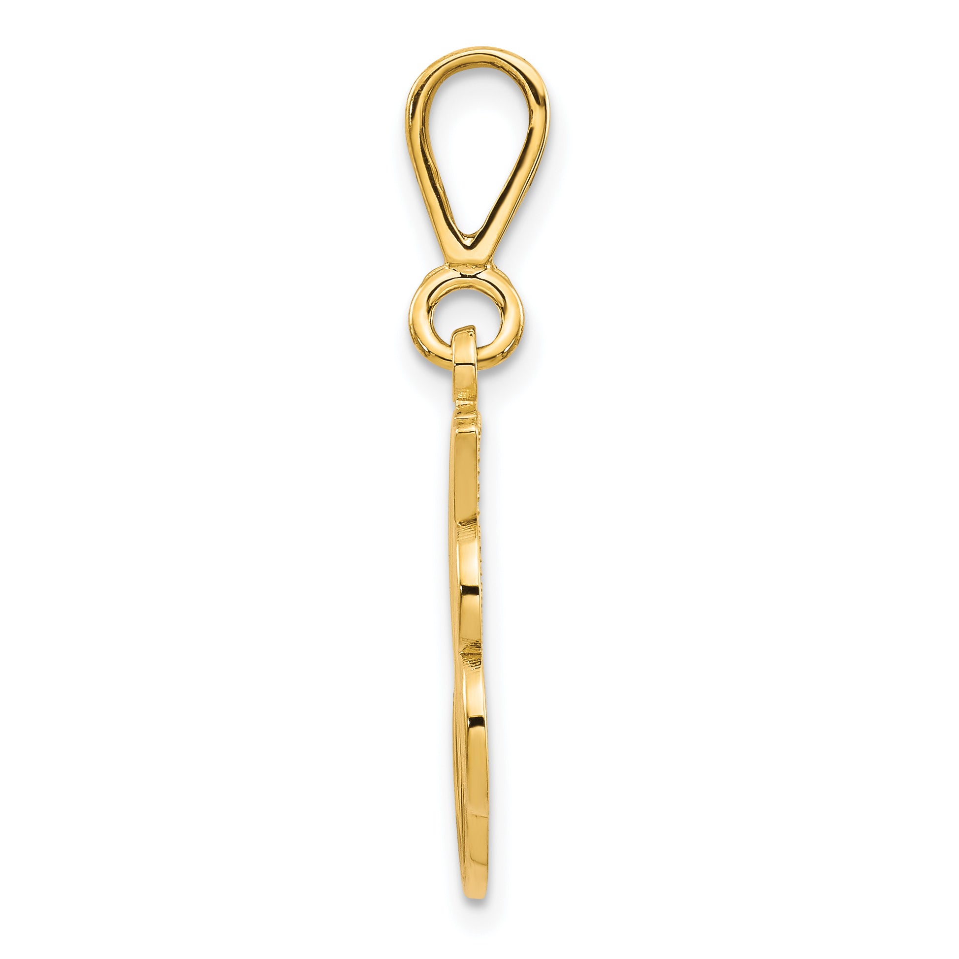 14K Yellow Gold Polished Script Filigree Letter J Pendant Elegant and Large