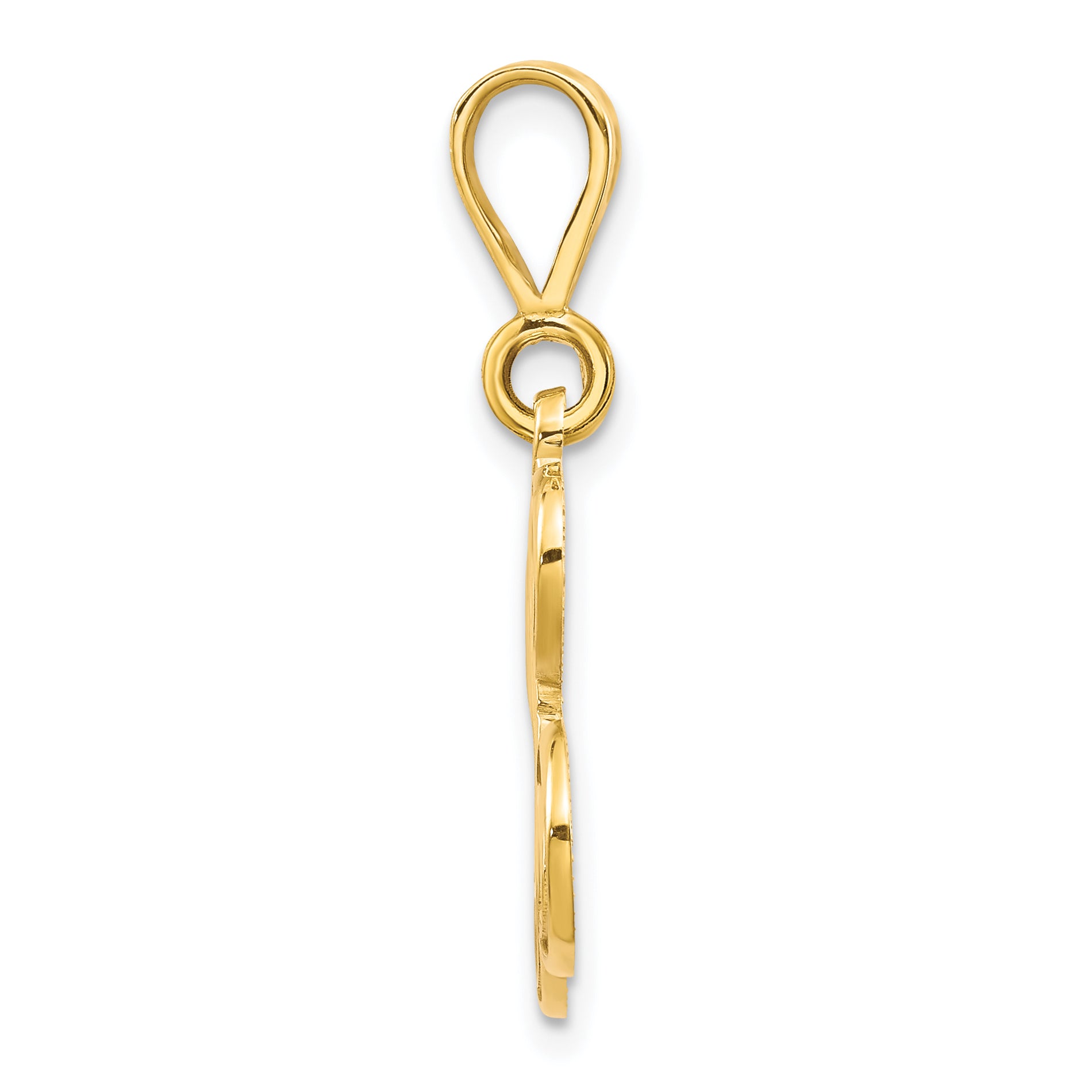 14K Gold Polished Filigree Letter L Pendant Large Elegant Design
