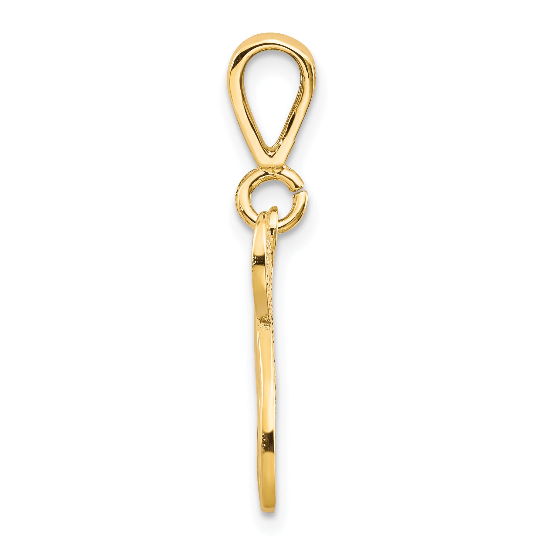 14K Gold Polished Filigree Script Letter N Pendant Elegant & Large Secondary image
