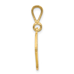 14K Gold Polished Filigree Script O Initial Pendant Elegant Large Design