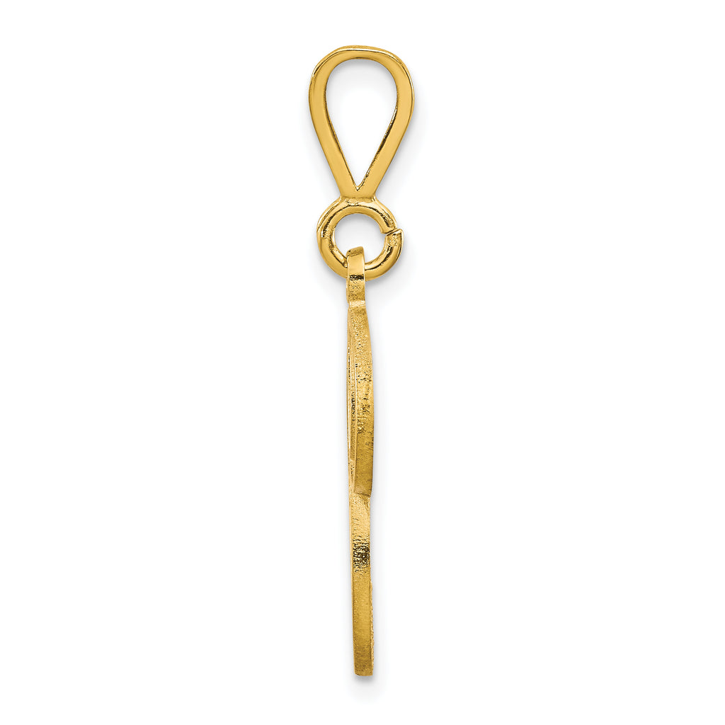 14K Gold Script Filigree Initial Pendant Polished Finish Large Letter P