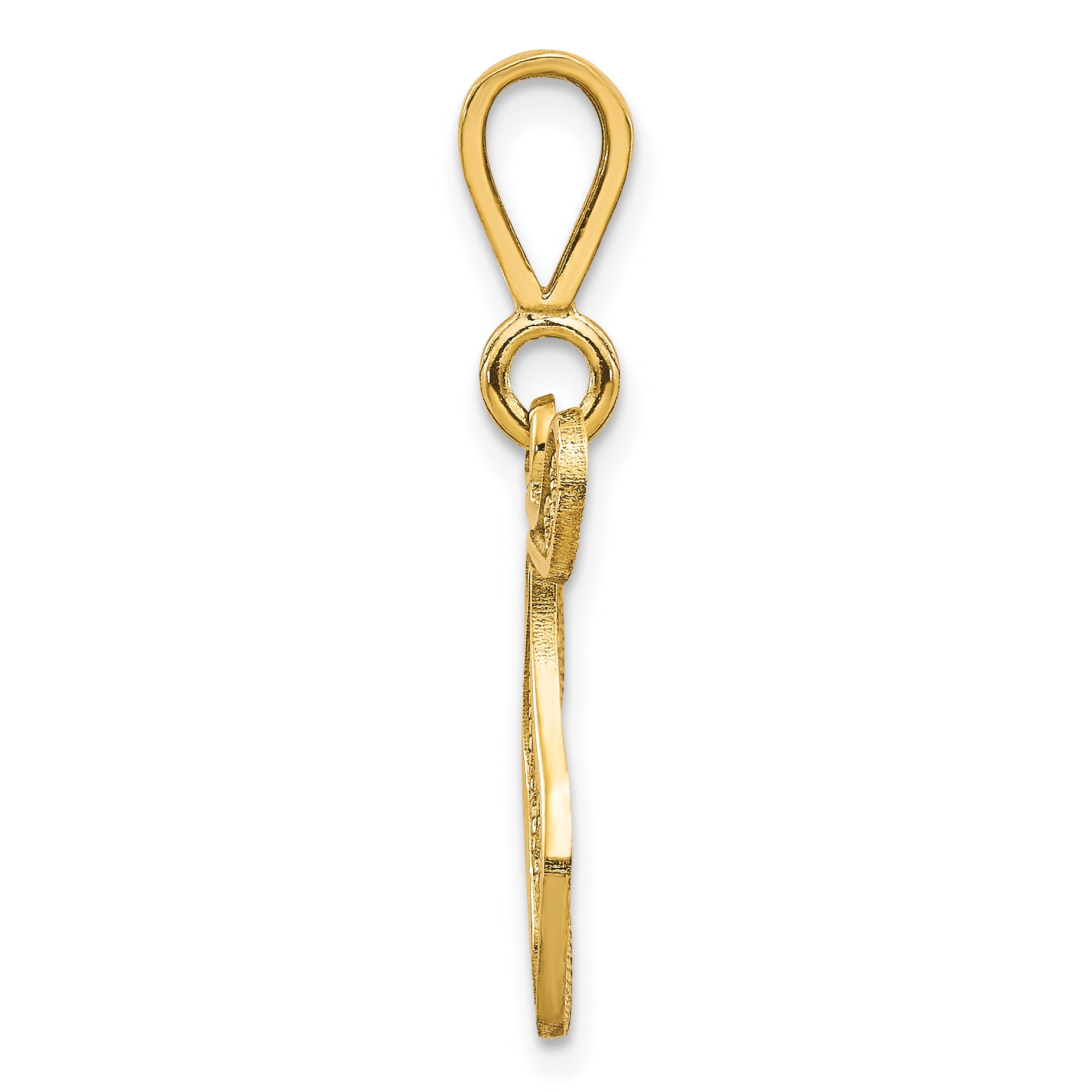 14K Gold Polished Filigree Script T Initial Pendant Large Elegant Design Secondary image
