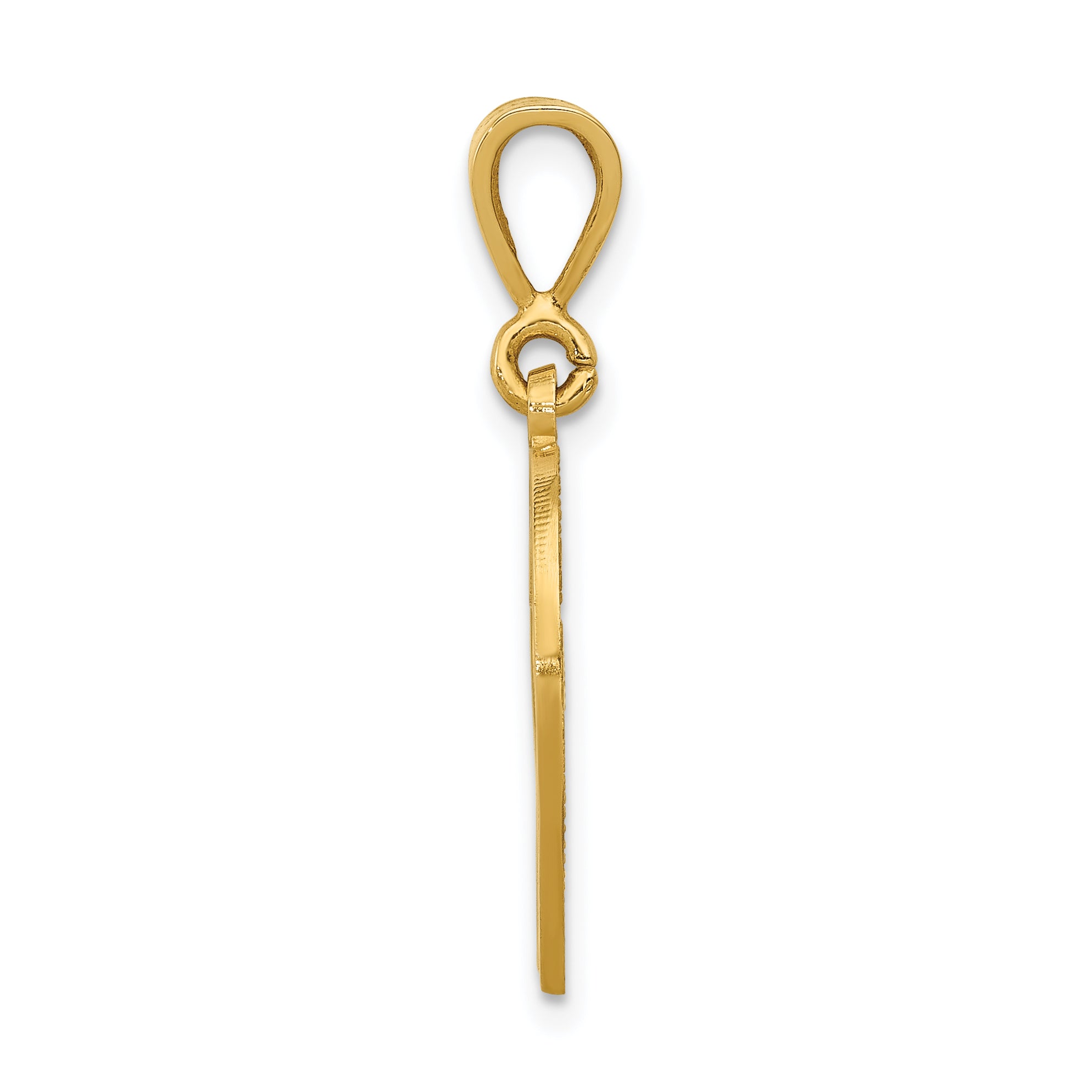 14K Gold Polished Script Filigree V Initial Pendant  Elegant Large Design Secondary image