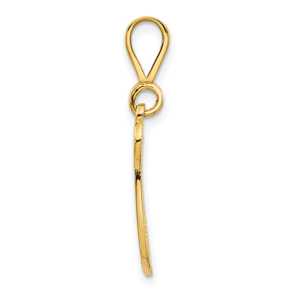 14K Gold Polished Filigree W Initial Pendant Large Elegant Design