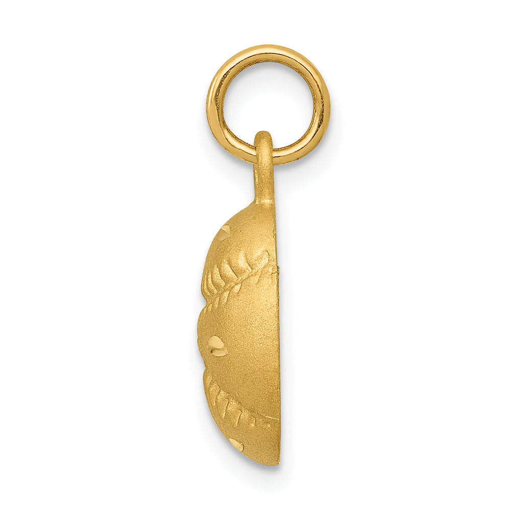 14K Gold Baseball Charm with Satin Finish for Men Brushed, Themed Design