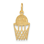 14K Gold Basketball in Net Charm for Men with Polished Finish