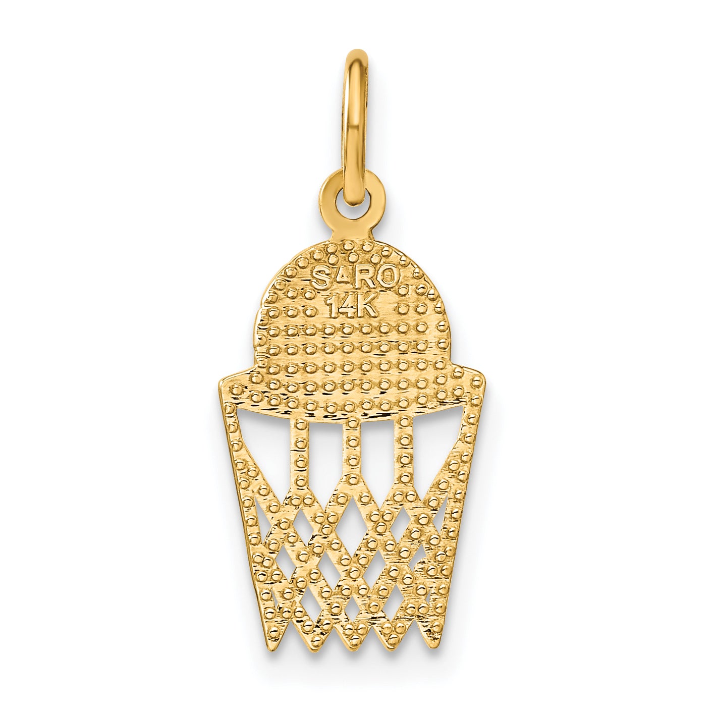 14K Gold Basketball in Net Charm for Men with Polished Finish