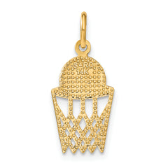 14K Gold Basketball in Net Charm for Men with Polished Finish