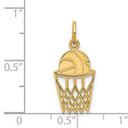 14K Gold Basketball in Net Charm for Men with Polished Finish