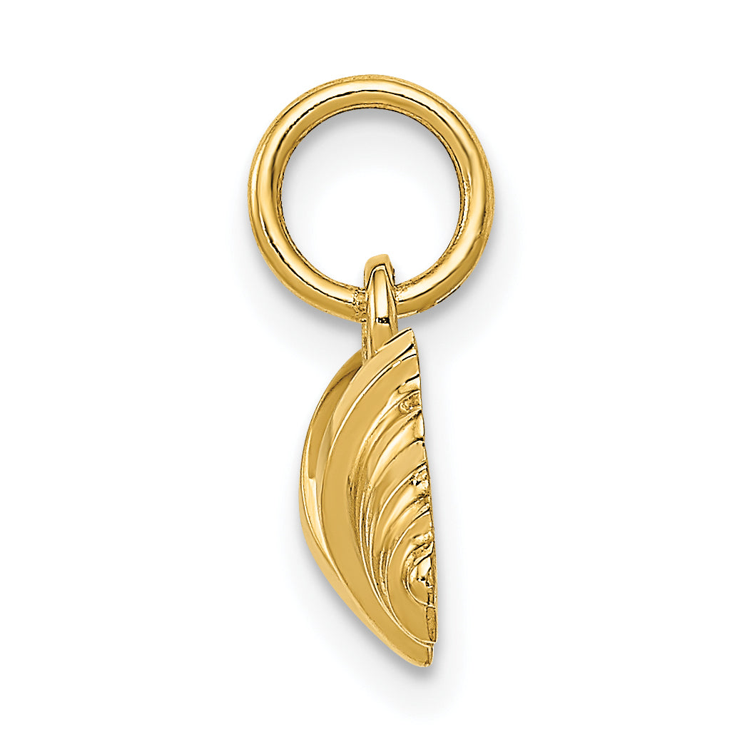 14K Gold Barbell Charm for Men with Polished Finish, Medium Size