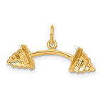 14K Gold Barbell Charm for Men with Polished Finish, Medium Size