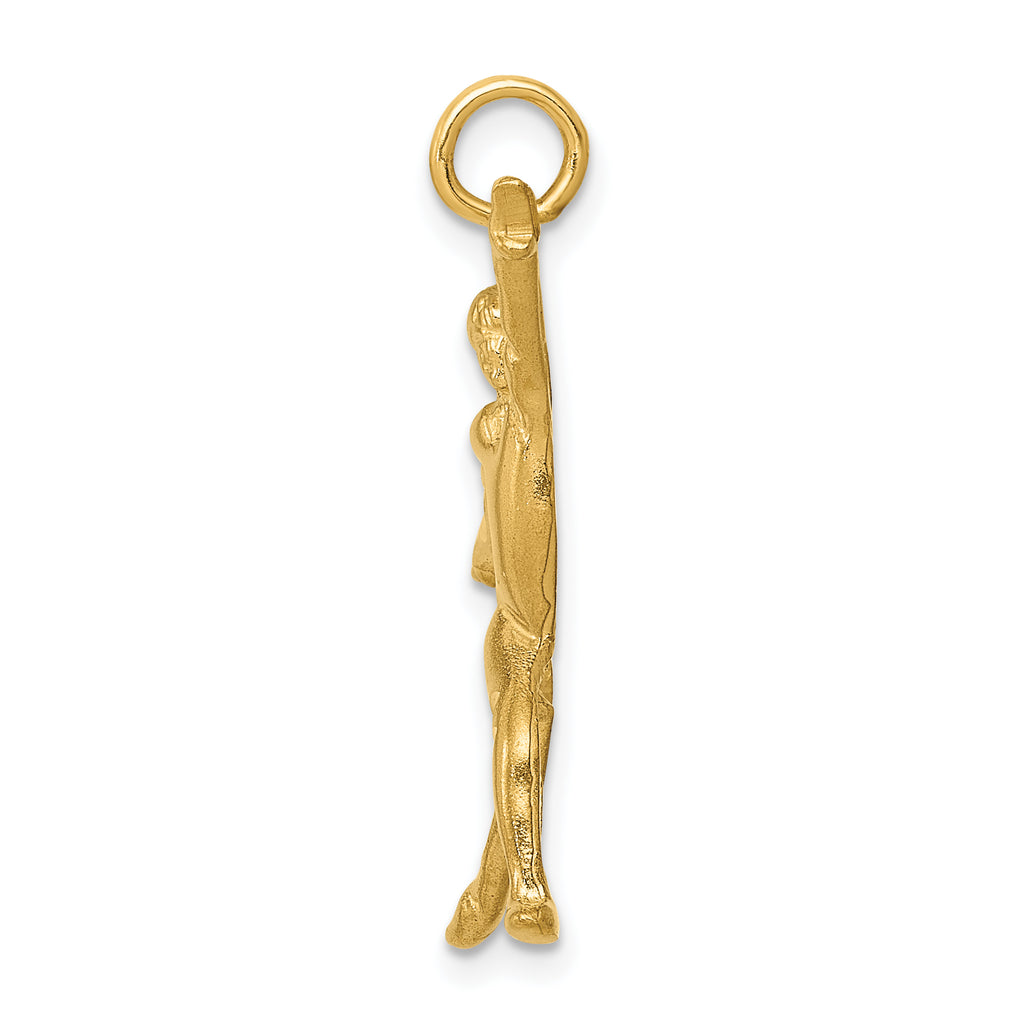 14K Gold Gymnast Charm with Brushed Diamond-Cut Finish