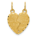 14k Break Apart MY LOVE TO YOU I GIVE MY HEART Charm