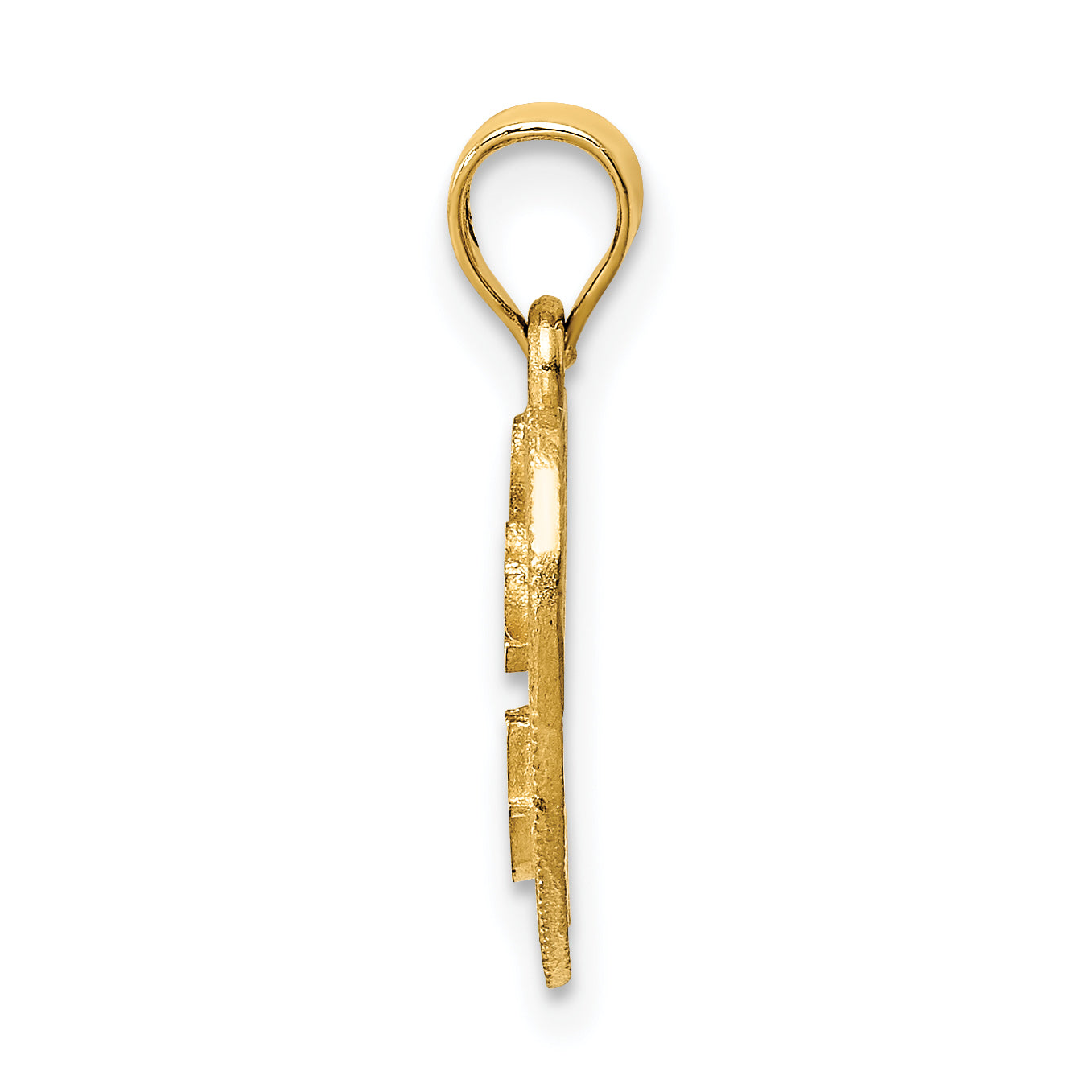 14K Gold Heart Pendant with Polished & Brushed Finish Solid