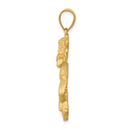 14K Gold Satin Angel Pendant Casted Solid Design, 38mm Length