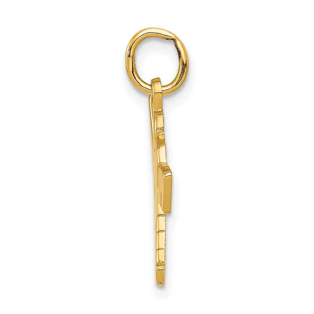 14K Gold Hockey Goalie Charm with Polished Textured Finish for Men
