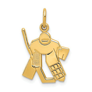 Hockey Goalie Charm in 14K Yellow Gold, 21mm Textured - Sophia Jewelers
