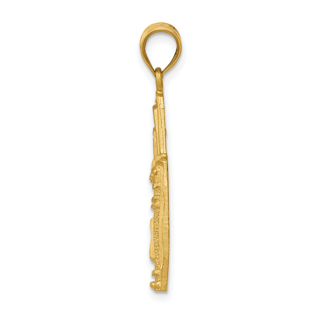 14K Gold Golf Bag Charm with Textured Solid Design for Men
