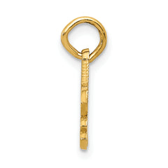 14K Gold I Heart Tennis Charm with Polished Finish and Textured Design