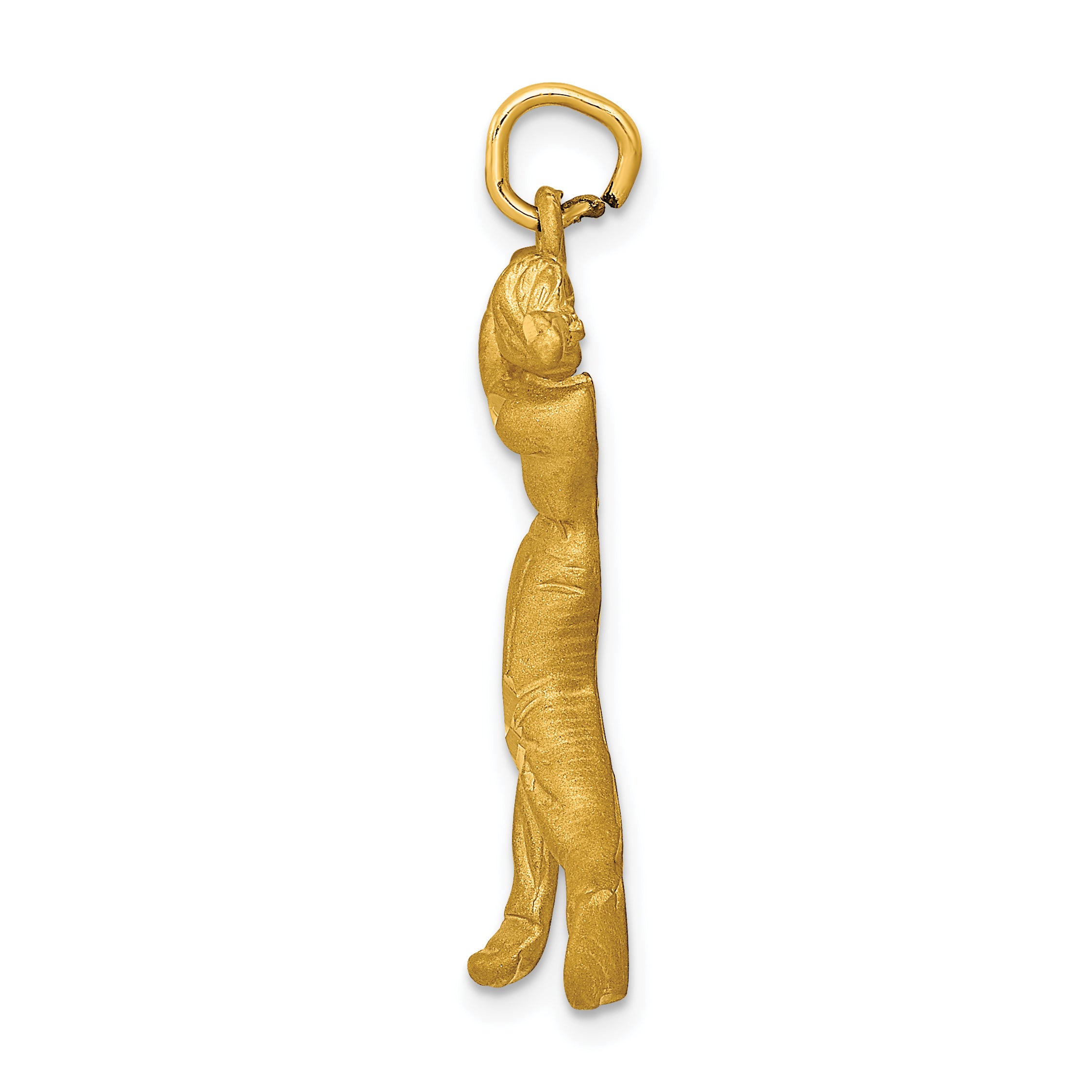 14K Gold Male Golfer Charm with Brushed Satin Finish 32mm Secondary image