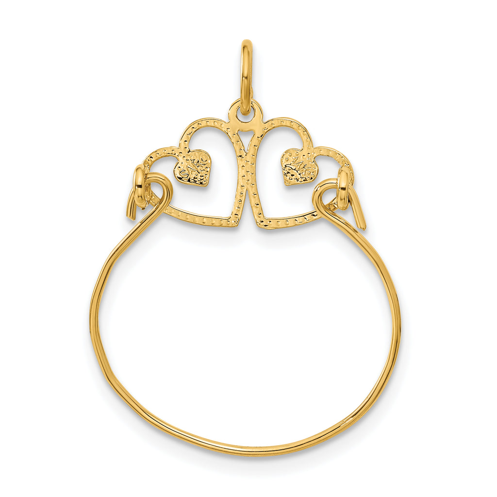 14K Gold Heart Charm Holder Pendant Elegant and Timeless Design