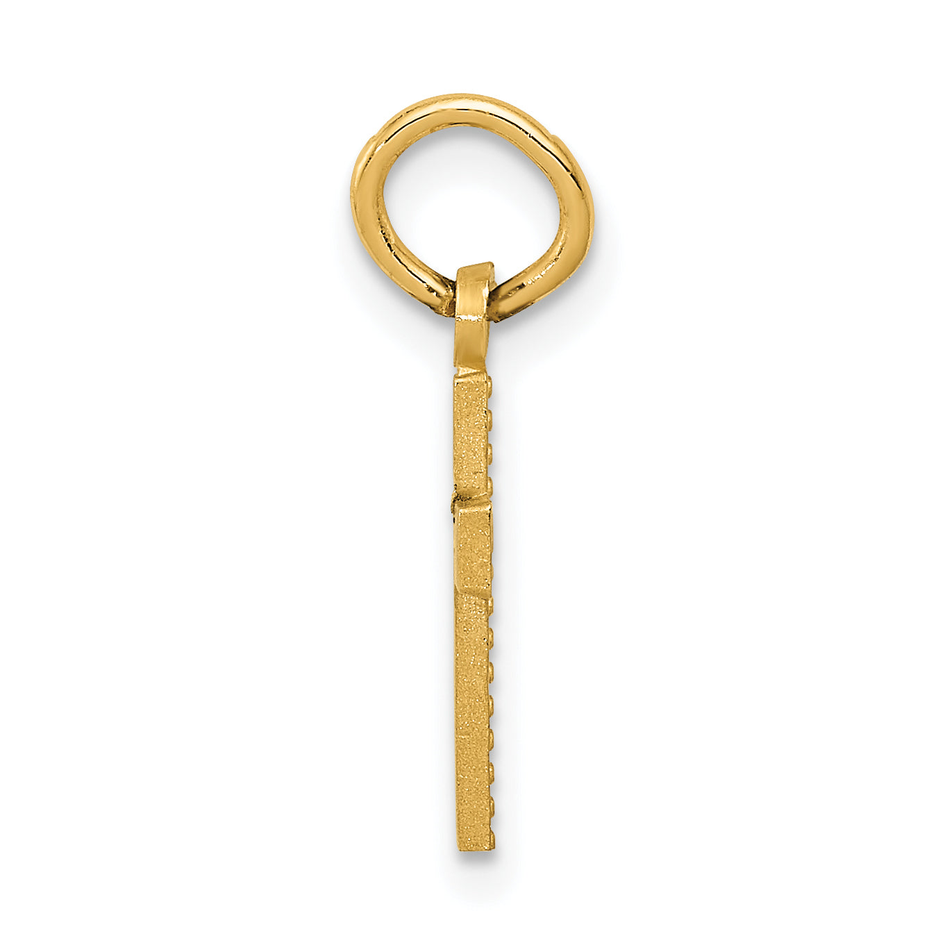 14K Gold Brushed Tiny Cross Charm with Diamond-Cut Texture