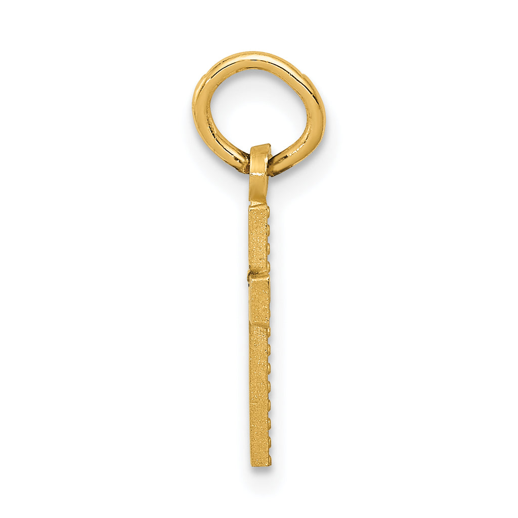 14K Gold Brushed Tiny Cross Charm with Diamond-Cut Texture