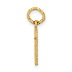 14K Gold Brushed Tiny Cross Charm with Diamond-Cut Texture