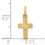 14K Gold Brushed Tiny Cross Charm with Diamond-Cut Texture