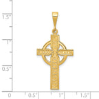 14K Gold Celtic Cross Pendant with Polished Finish and Satin Texture