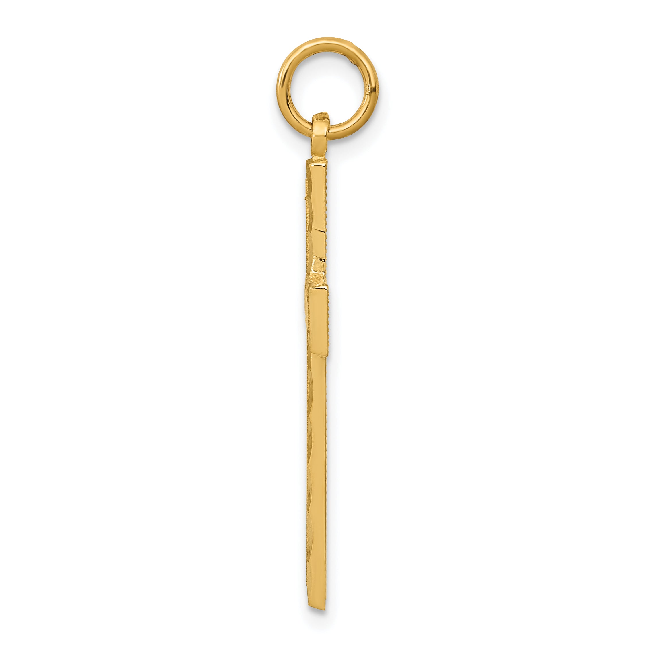 14K Gold Diamond-Cut Cross Charm Pendant  Elegant Solid Design