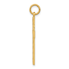 14K Gold Diamond-Cut Cross Charm Pendant  Elegant Solid Design