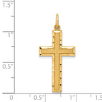 14K Gold Diamond-Cut Cross Charm Pendant  Elegant Solid Design