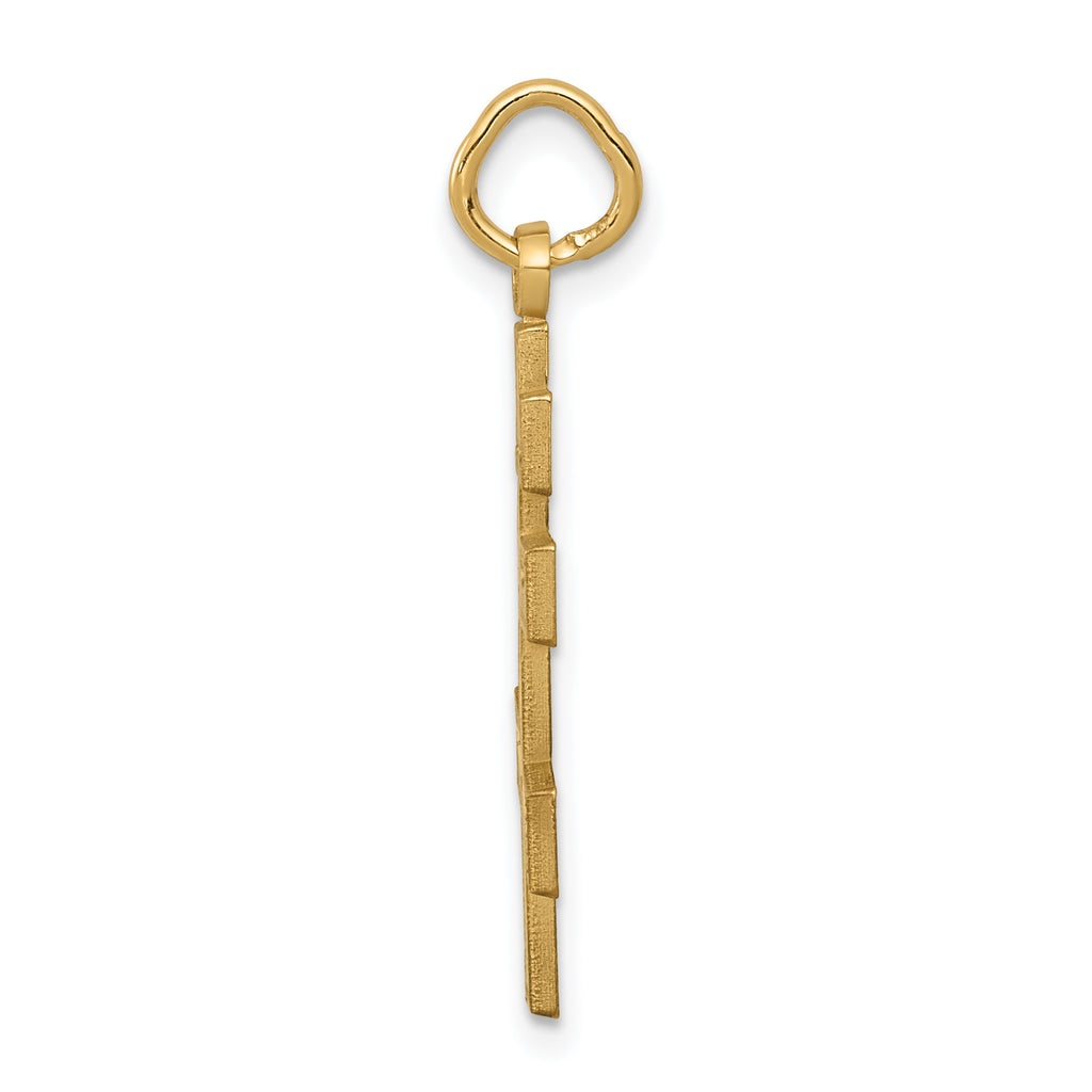 14K Gold Eastern Orthodox Cross Charm with Polished Diamond-Cut Finish