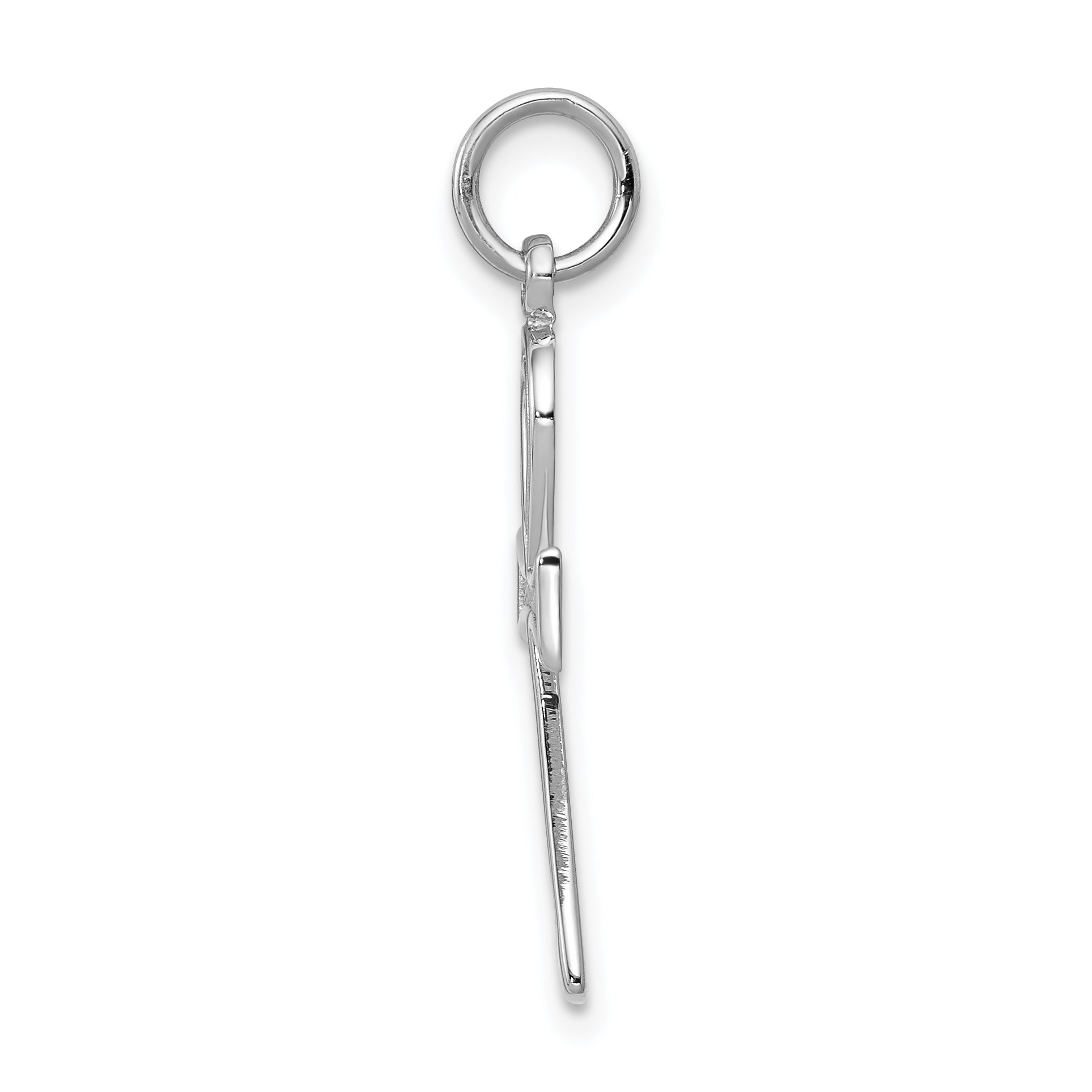 14K White Gold Ankh Cross Pendant with Polished and Textured Finish