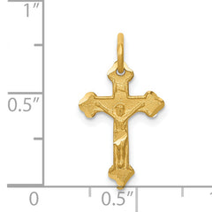14K Gold Diamond-Cut INRI Crucifix Pendant  Elegant Religious Charm