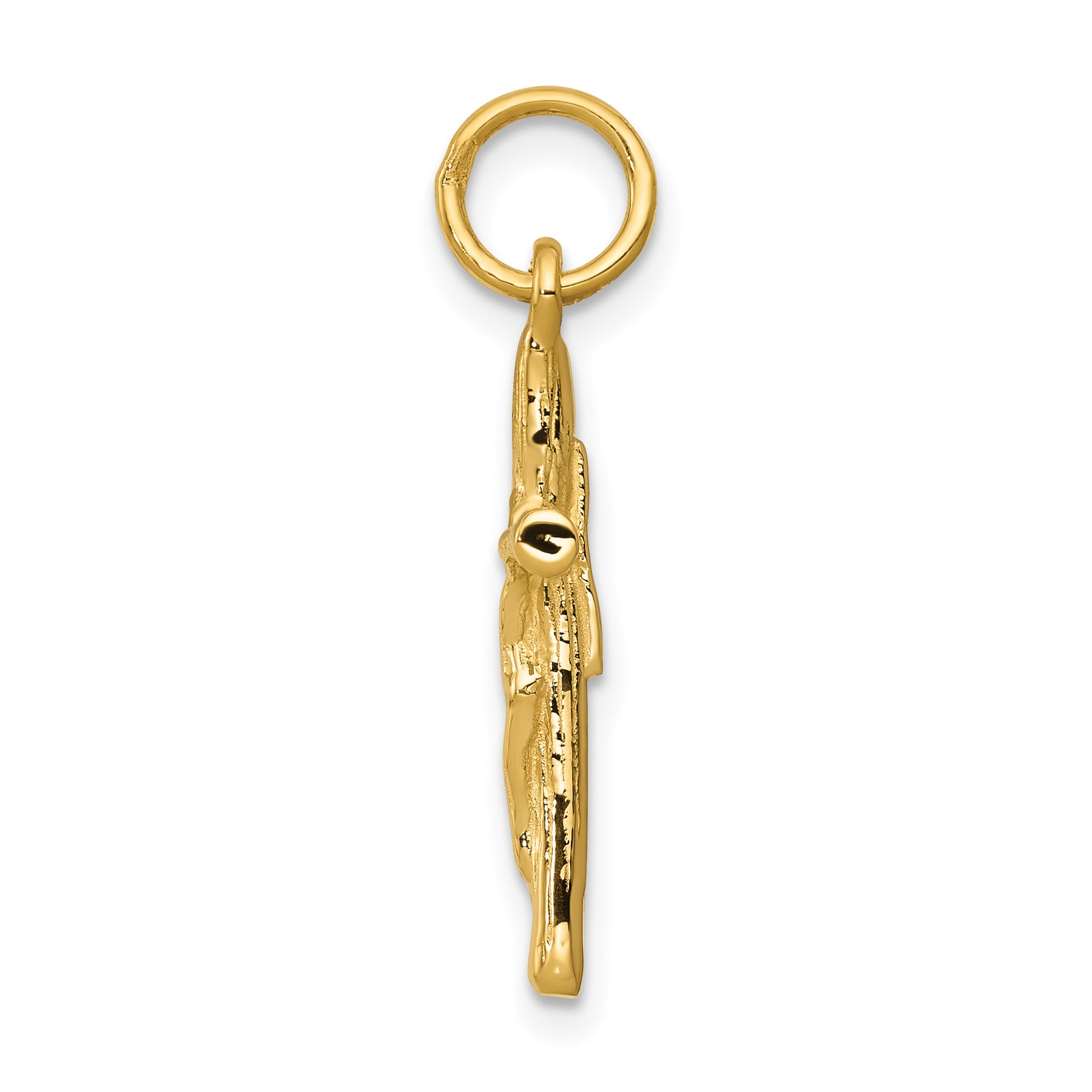 14K Gold Brushed Crucifix Charm  Solid Cast, Timeless & Elegant Secondary image