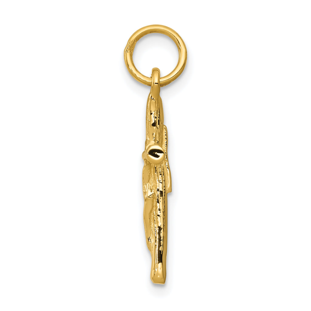 14K Gold Brushed Crucifix Charm  Solid Cast, Timeless & Elegant