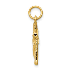 14K Gold Brushed Crucifix Charm  Solid Cast, Timeless & Elegant