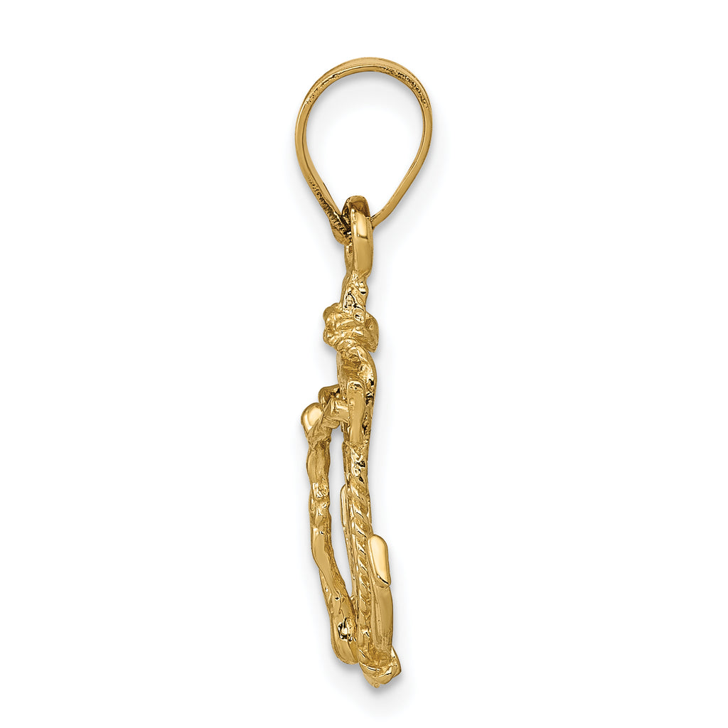14K Gold Mariners Cross Pendant with Polished Finish Elegant Design