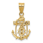14K Gold Mariners Cross Pendant with Polished Finish Elegant Design
