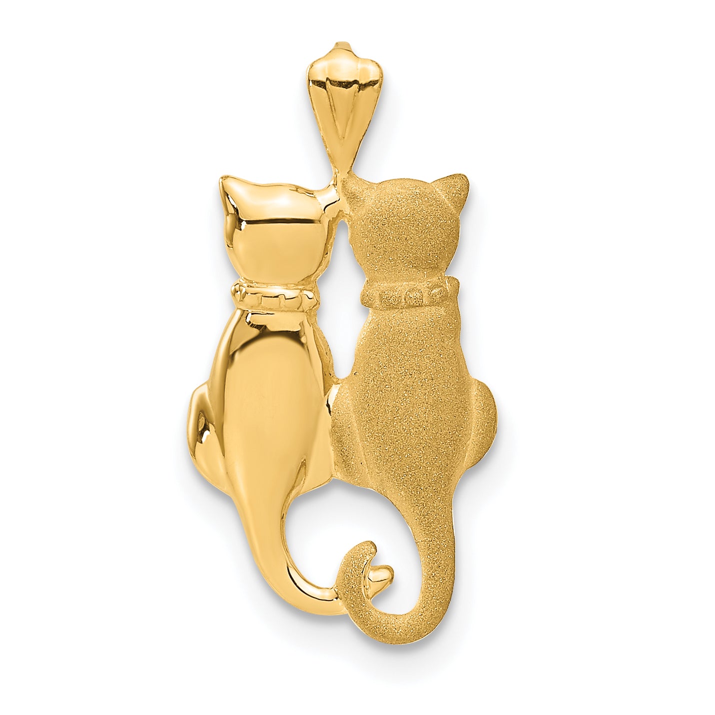 14k Satin and Polished Cats Pendant Main image