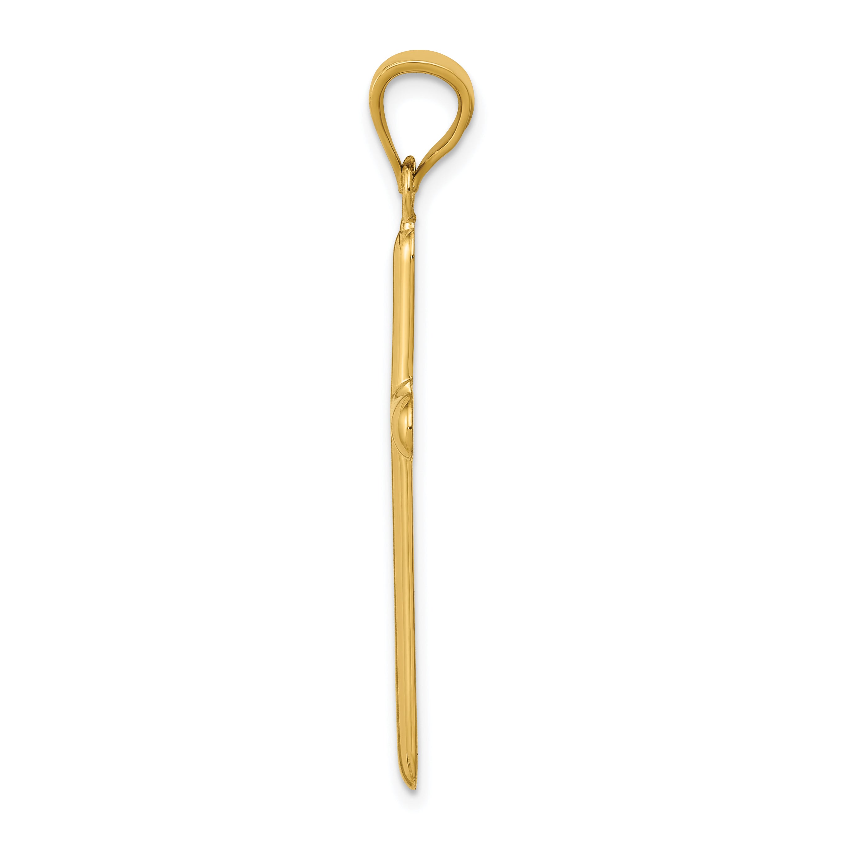 14K Gold Polished Cross Pendant with Solid Casted Design by Sophia Jewelers