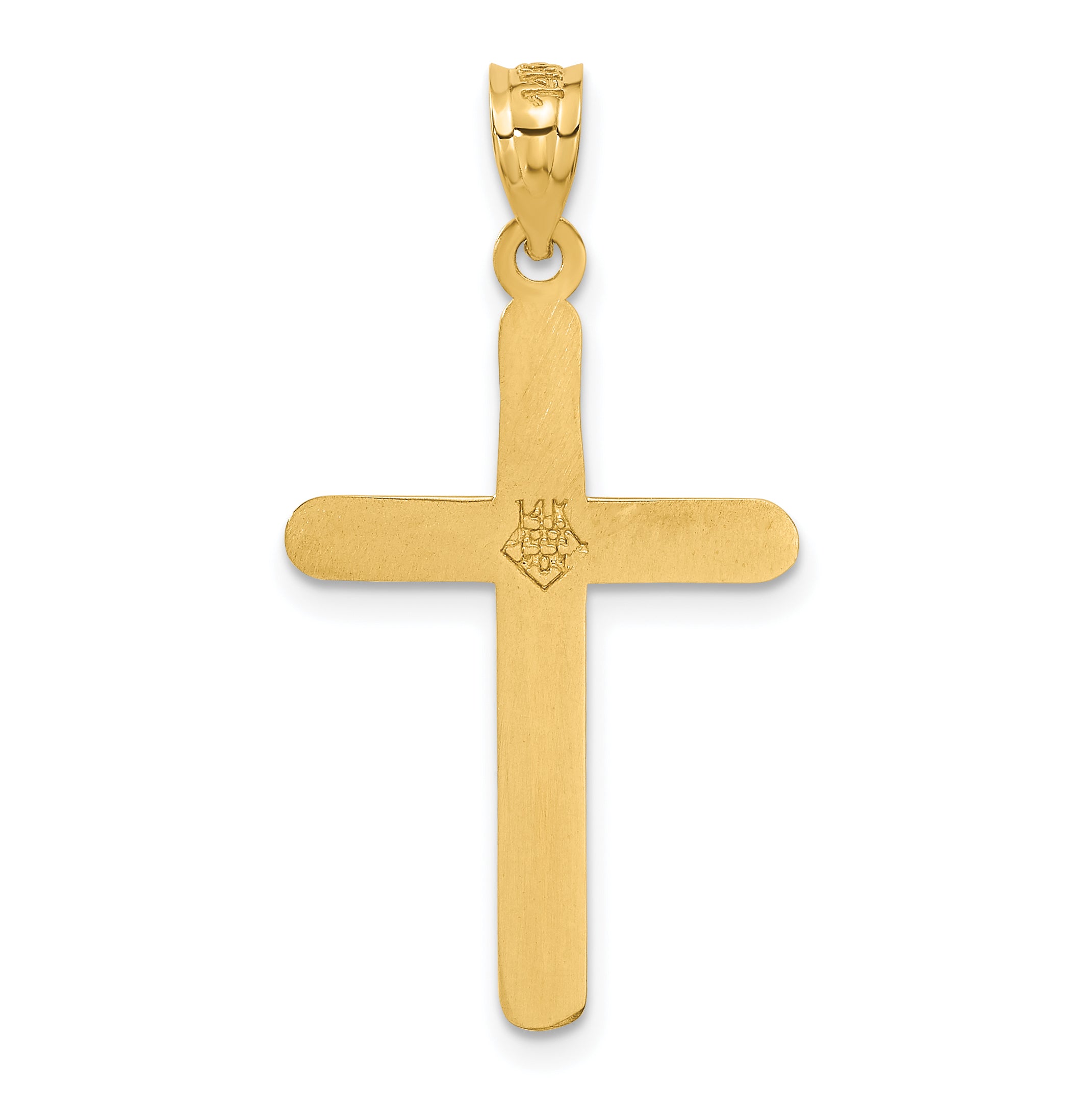 14K Gold Polished Cross Pendant with Solid Casted Design by Sophia Jewelers